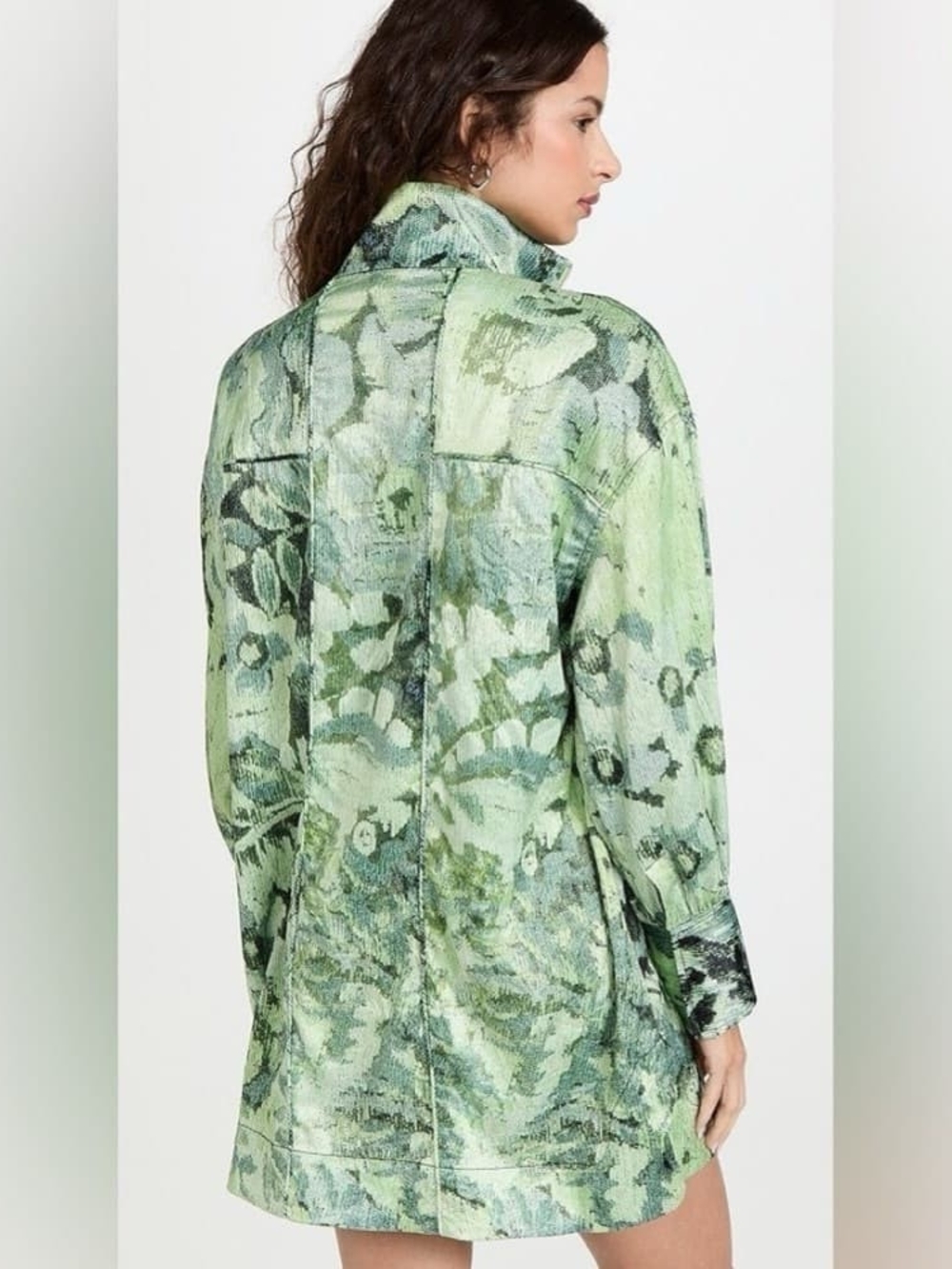 Light Green Printed Women's Jacket Coat